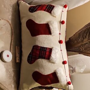 Festive Holiday Stocking Pillow 19"L X 12"H Brand New